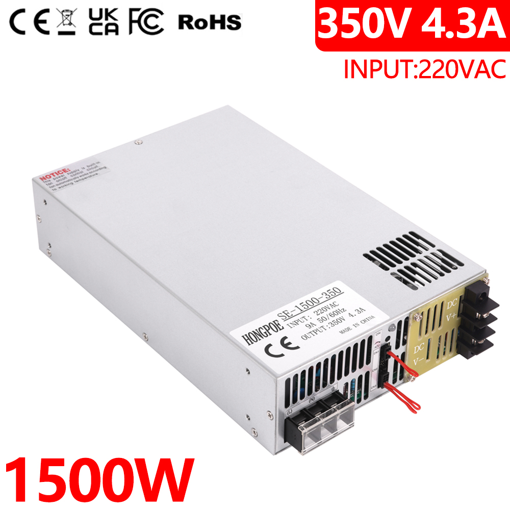 1500W 350V High Power Adjustable AC-DC Power Supply with 0-350V Output, 0-5V Analog Control, 4A Capacity for 110V/220V Input Lighting Systems
