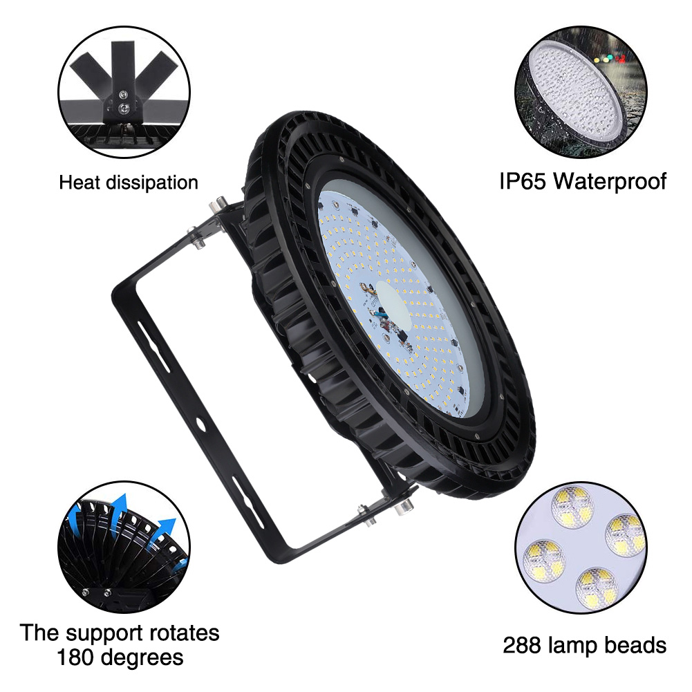 150W high-efficiency UFO LED bay light with 2835 lamp beads for garages, warehouses, and workshops