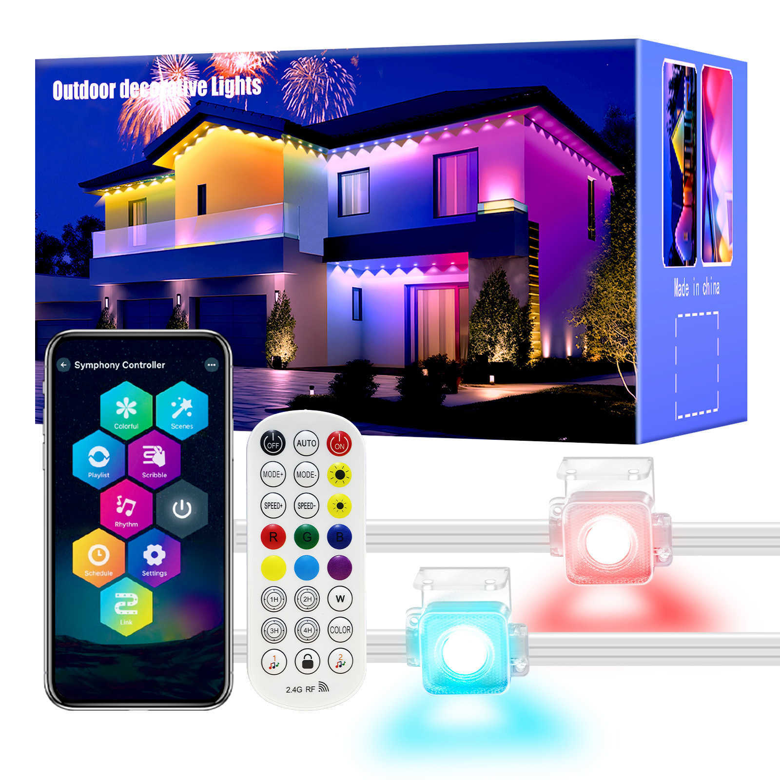 15M 30M 60M Permanent Outdoor Eaves LED Lights Waterproof RGBCCT String Lights APP Bluetooth Full House Christmas Party Lighting zyc241120

Waterproof RGBCCT LED string lights for outdoor eaves, available in 15M 30M 60M lengths with permanent installation, featuring Bluetooth app control for full-house Christmas and party lighting