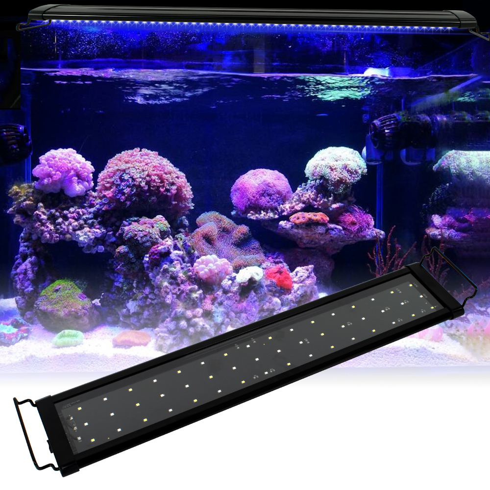 15W 48LED full-spectrum marine coral lamp, 23.6-inch black US standard aquarium LED lighting with 24/7 automated controller