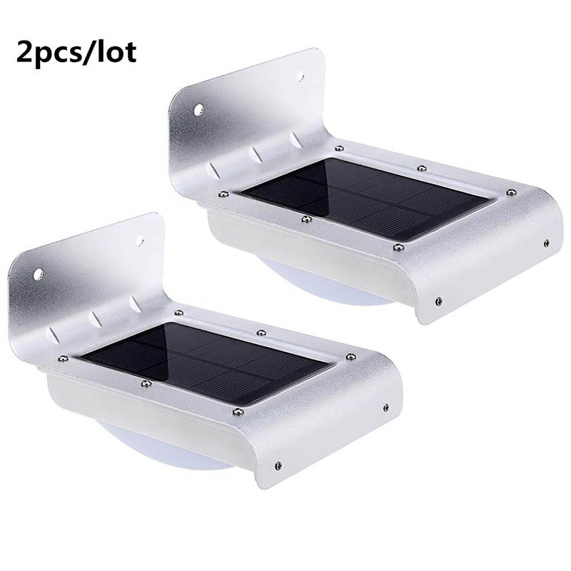 16 LED motion-activated solar-powered outdoor waterproof garden wall lights