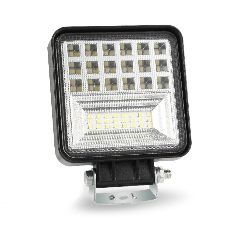 168W 6000K 4-LED work light bar with flood and spot beams for off-road vehicles, SUVs, and trucks, ideal for daylight driving and fog conditions