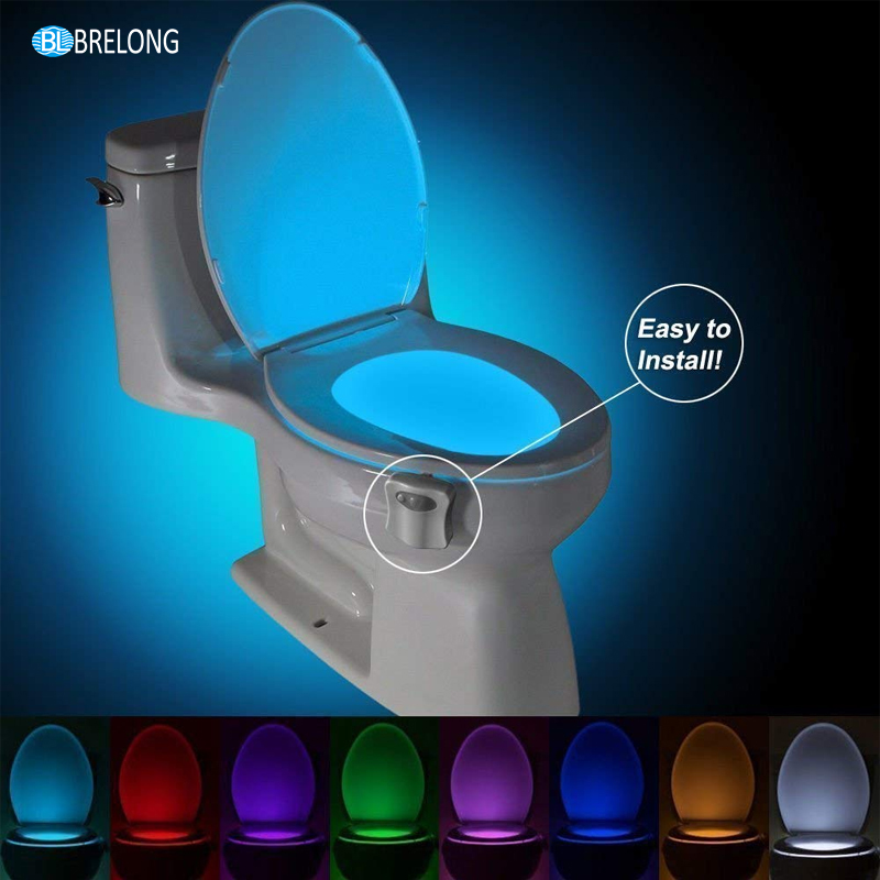 16-color LED night light with smart RGB control and PIR motion sensor for home bathrooms