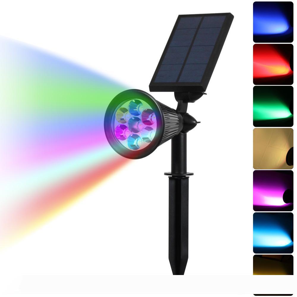 16pcs 4th Gen 7-LED RGB Solar Garden Lights for Outdoor Paths and Lawns
