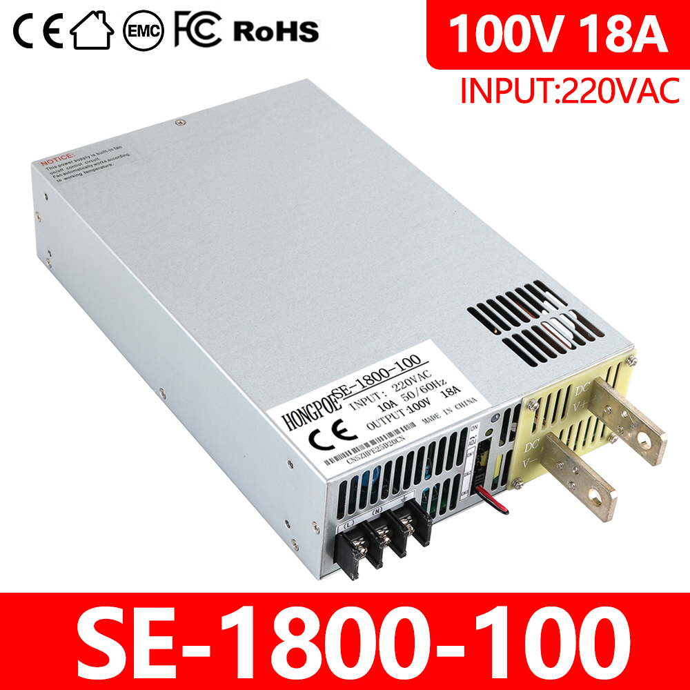1800W 100V High Power Adjustable AC-DC Power Supply with 0-100V Output and 0-5V Analog Control, 220VAC Input, 180A Capacity for Lighting Applications