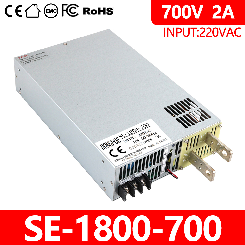1800W 700V High Power Adjustable AC-DC Power Supply with 0-700V DC Output, 0-5V Analog Control, 220VAC Input, and 2A Capacity for Lighting Transformers