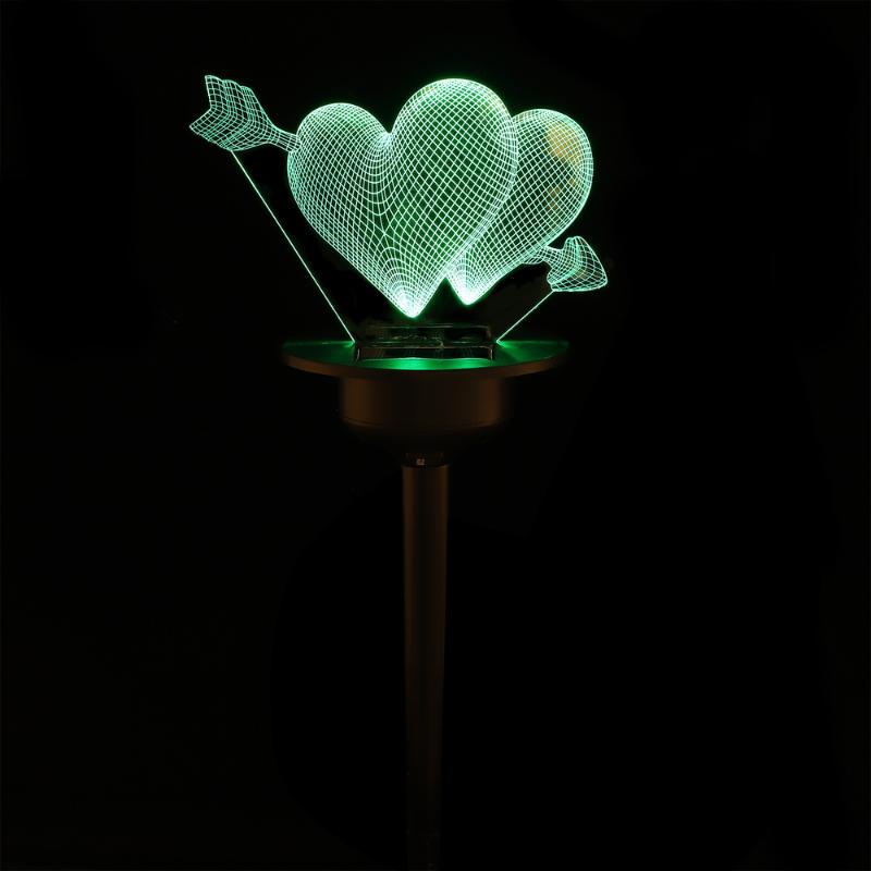 1Pc solar-powered heart-shaped outdoor garden lamp for lawns