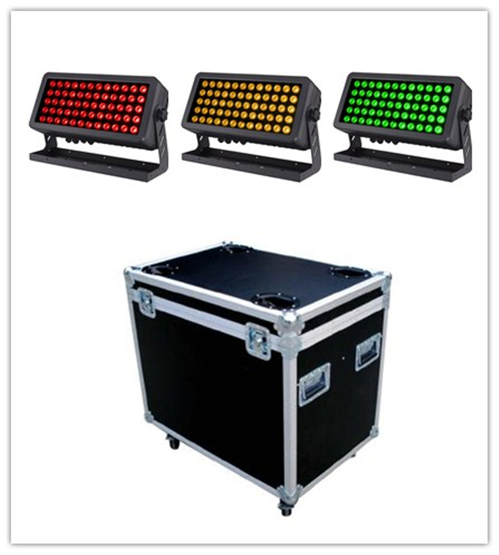1pcs LED City Color Wall Wash floodLight featuring 60x15W 4in1 RGBW waterproof wall washer with DMX control for outdoor events like parties, stages, weddings, and hotels, includes a flight case