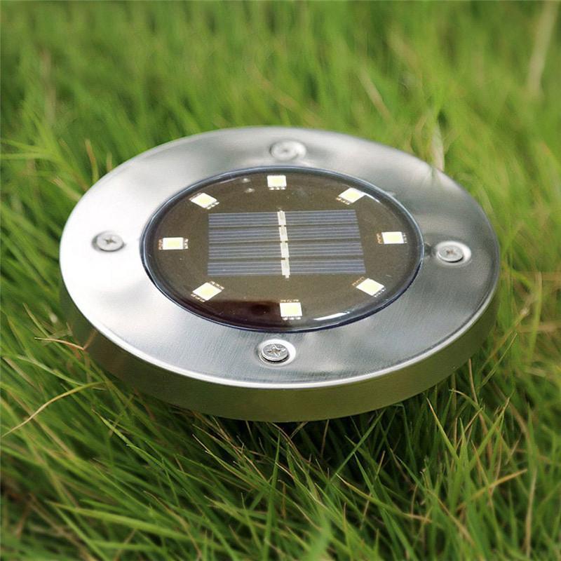 1Pcs solar-powered 8 LED underground waterproof lamp for outdoor garden pathways and yards