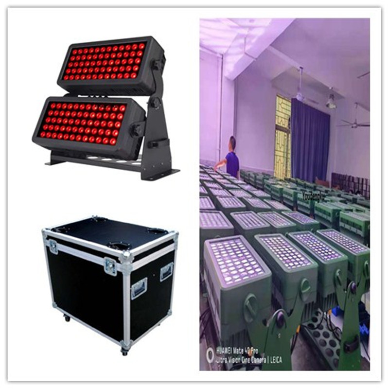 1pcs waterproof floodlight with case, 120x15W RGBW IP65 DMX512 double-head lyre wall washer LED city color light
