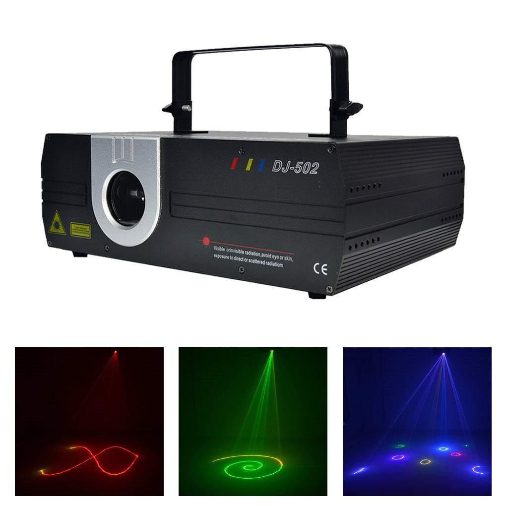 1W RGB Full Color DMX ILDA Animation Scan Effect Projector Laser Lighting DJ Party Professional Moving Ray Show Stage Lights DJ-502