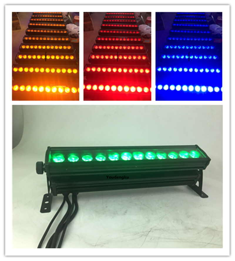 2 affordable DJ blinders with 12x15W RGBWA LED outdoor wash lights, IP65 rated, DMX controlled, featuring double-row LED wall washer design