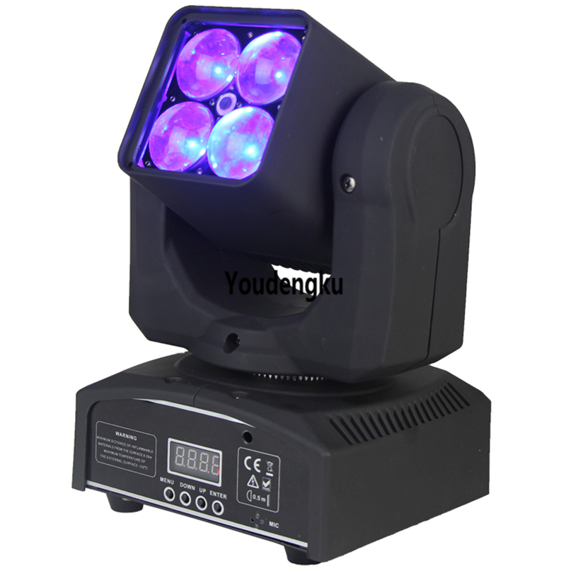 2 compact DJ disco lights with RGBW 4x10W 4-in-1 beam wash mini LED zoom moving heads for stage lighting