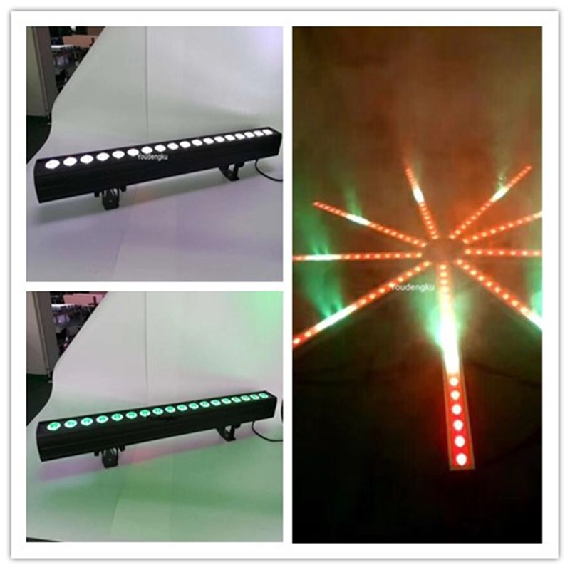 2 DMX512-controlled 5in1 RGBWA LED wall washer bars with 18x15W non-waterproof indoor stage lighting