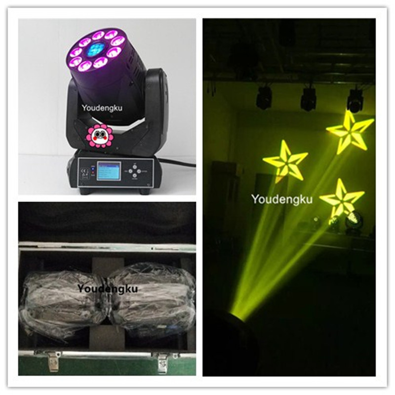 2 LED fixtures with flight case: 9x12W RGBWA UV 6-in-1 LED spot/wash combo and 75W LED gobo moving head