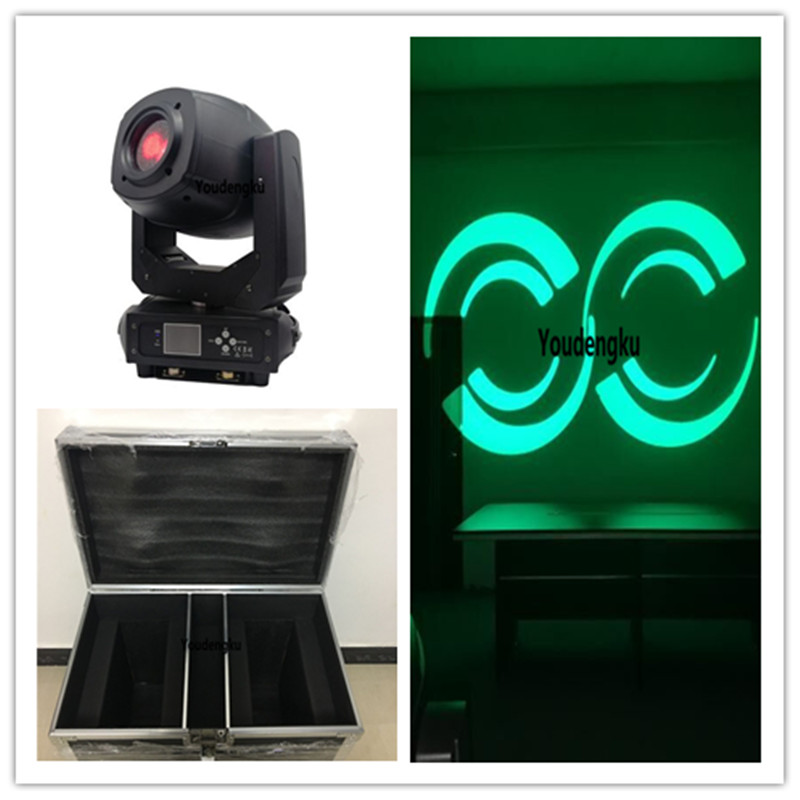 2 LED moving head spotlights with flight cases, 230W 3-in-1 beam spot wash stage lights featuring prisms