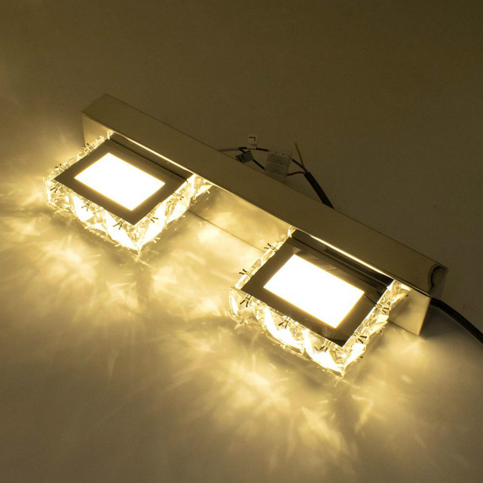2 Modern LED wall lights for bathrooms, waterproof Nordic-style crystal sconces with art decor