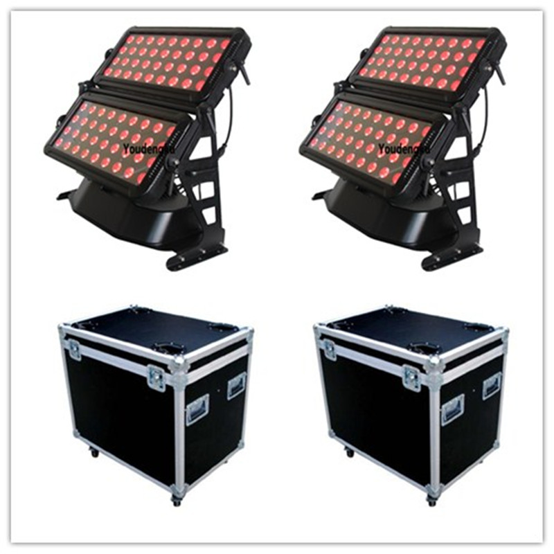 2 outdoor LED wall washer lights with flightcase, 72*18W 6-in-1 RGBWA UV, China fluter DMX