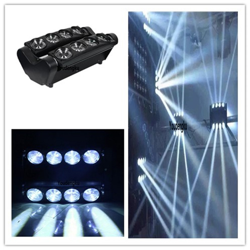 2 pieces of 8x10w sound-activated disco lights with DMX white moving head LED DJ spider lights