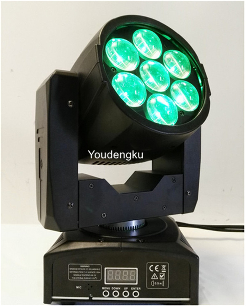 2 pieces of compact 7X10W RGBW LED moving head wash lights for professional stage use with zoom beam and wash functions