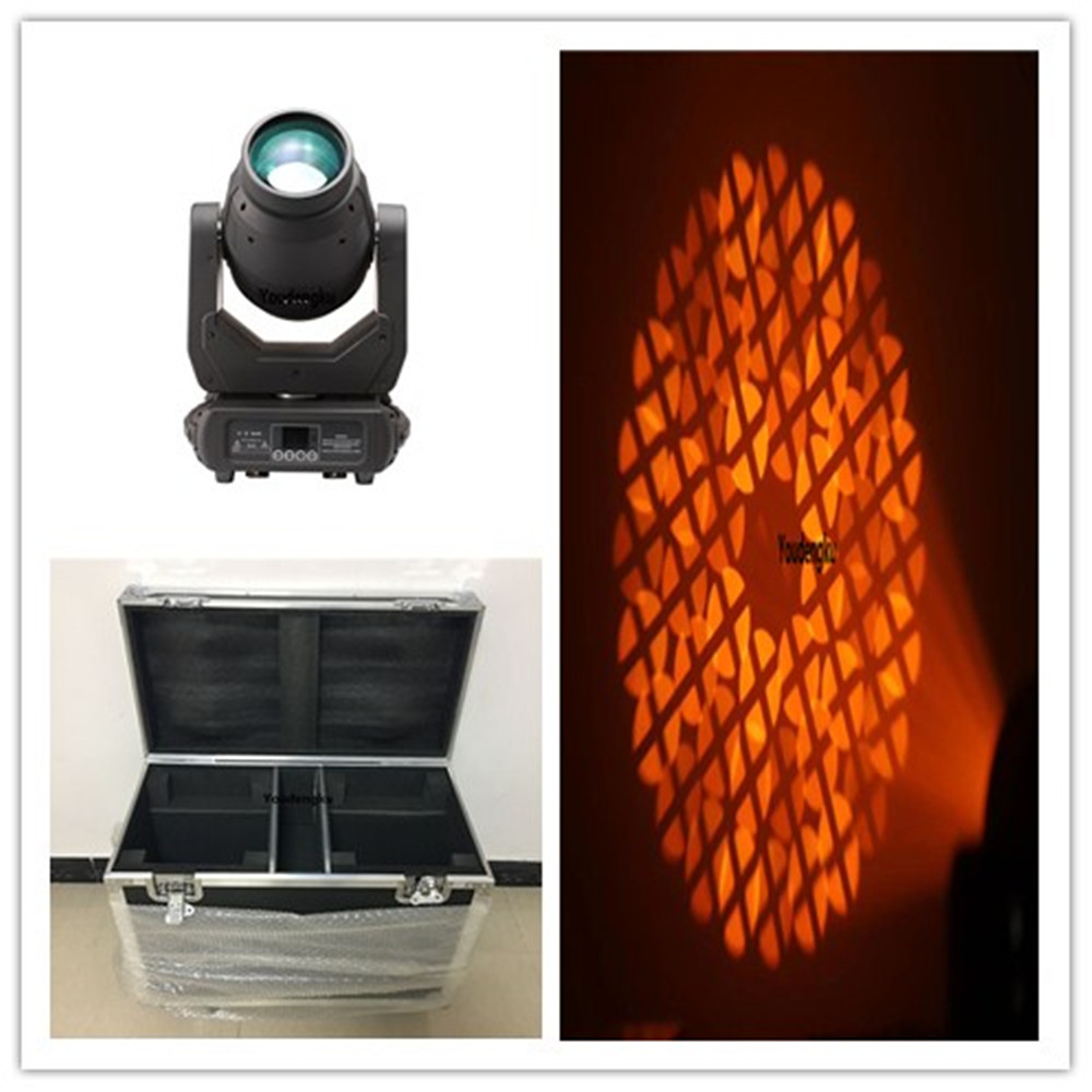 2 powerful 250W LED moving heads with flight cases, featuring 16-facet prisms for intense beam effects