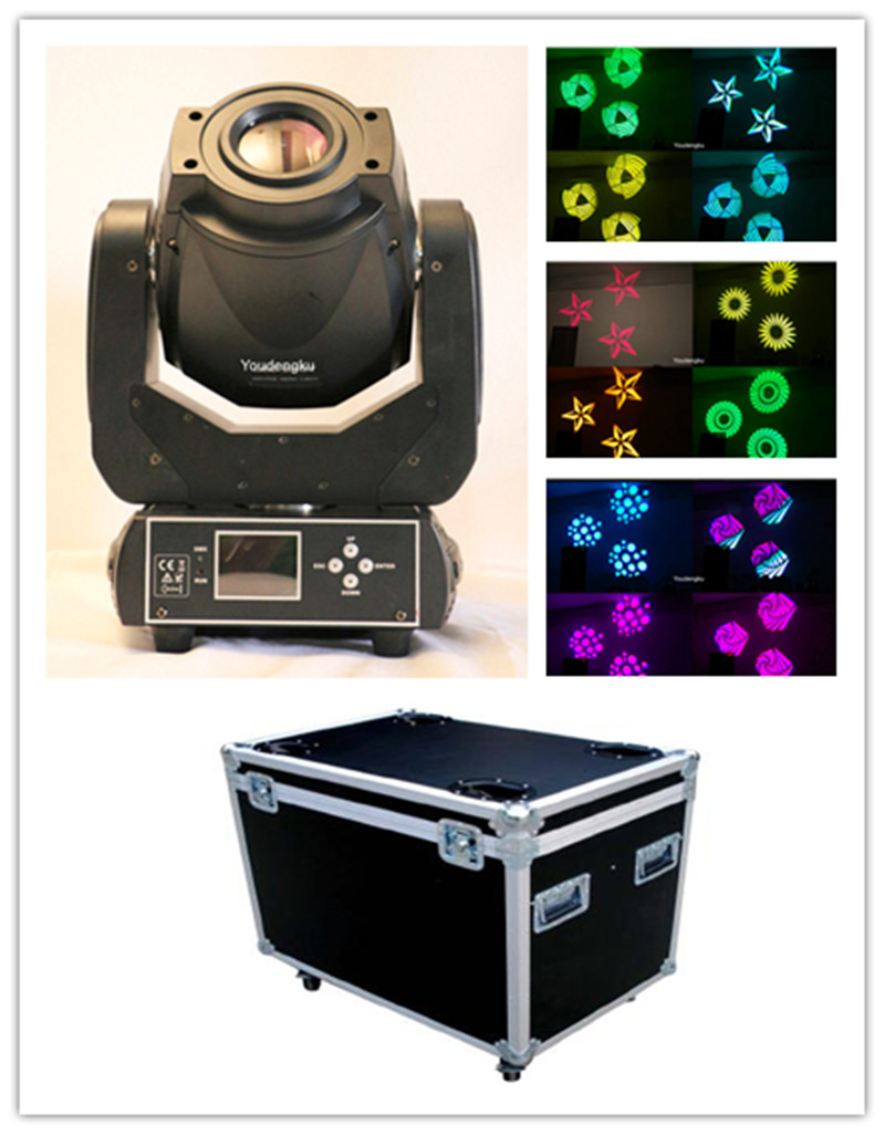 2 professional 90W LED moving heads with flight cases and DMX control for stage lighting effects