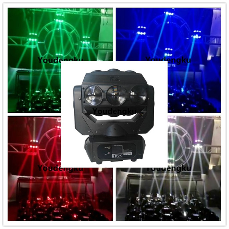 2 RGBW 4-in-1 roller spider lights with 9x12W endless rotation LED moving head beams