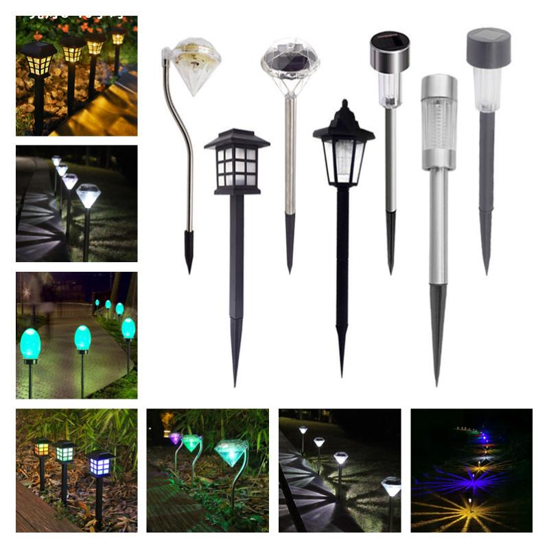 2 solar-powered lawn lamps for outdoor garden pathway lighting, waterproof design