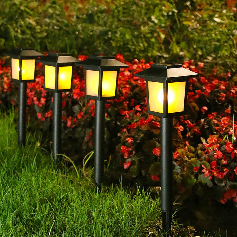 2 solar-powered lawn lamps with realistic flame effect for outdoor and villa decoration