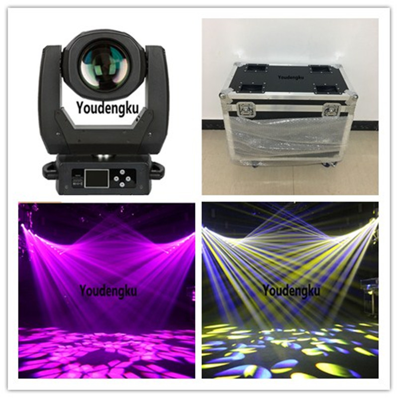 2 units of 150W LED moving head beam lights with case, disco stage concert features, and 8-facet prism