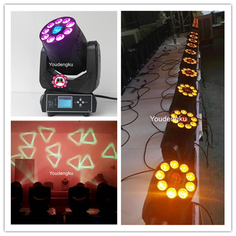 2 units of 90W Spot and 9 units of 12W Wash RGBWA UV LED moving head lights