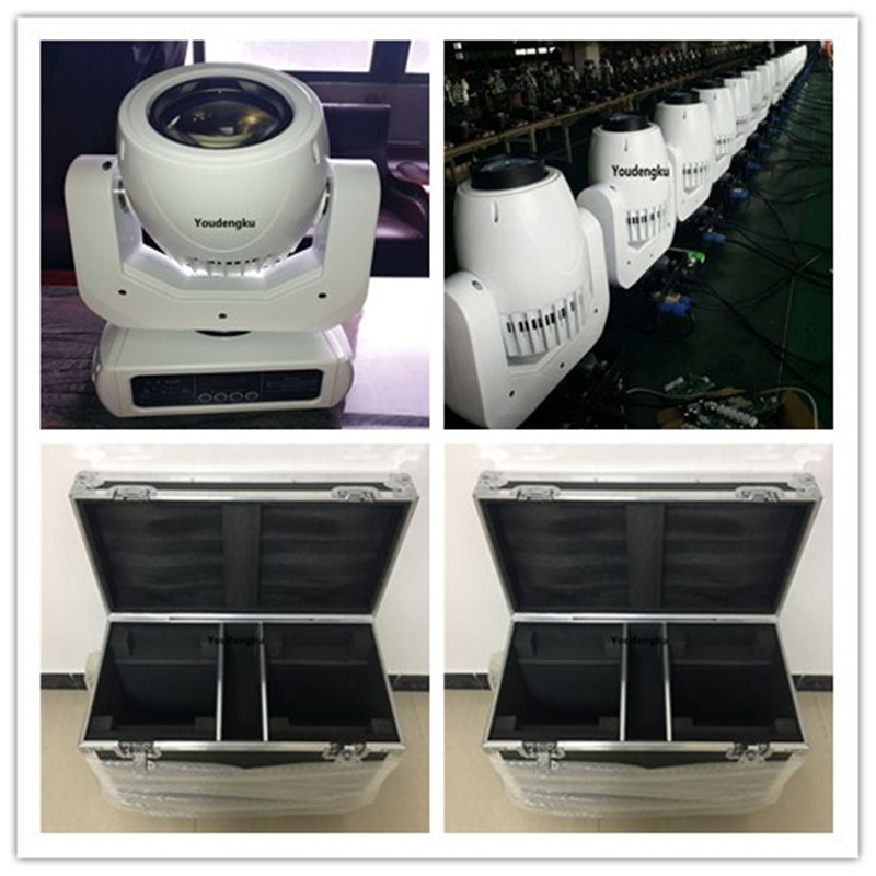 2 white LED DJ spot moving heads with flight cases, 150W rotating stage lights