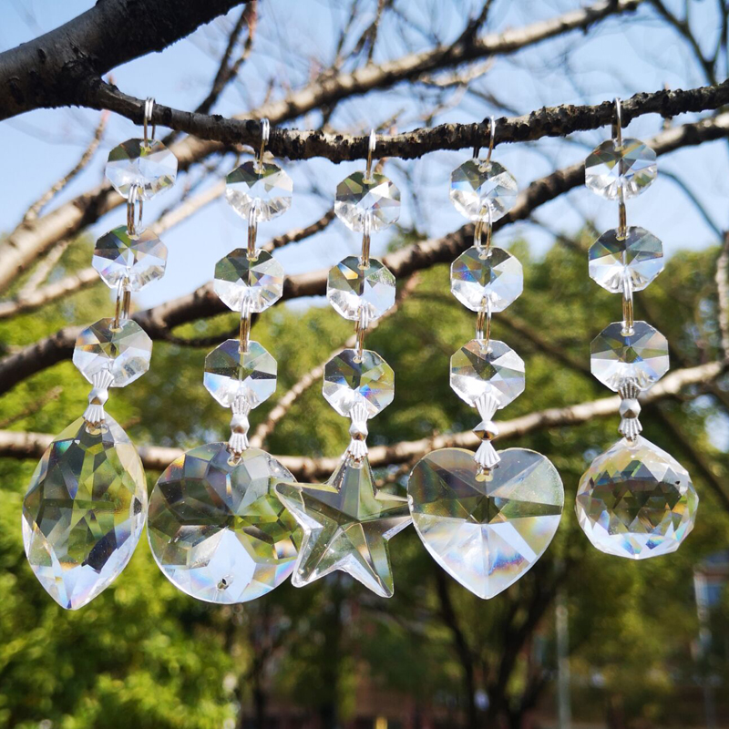 20 decorative chandelier crystal prisms with 3 octagon beads for lighting accessories