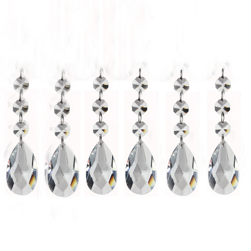 20 rainbow crystal lamp prism parts for chandeliers with 3 octagon beads and silver jump rings