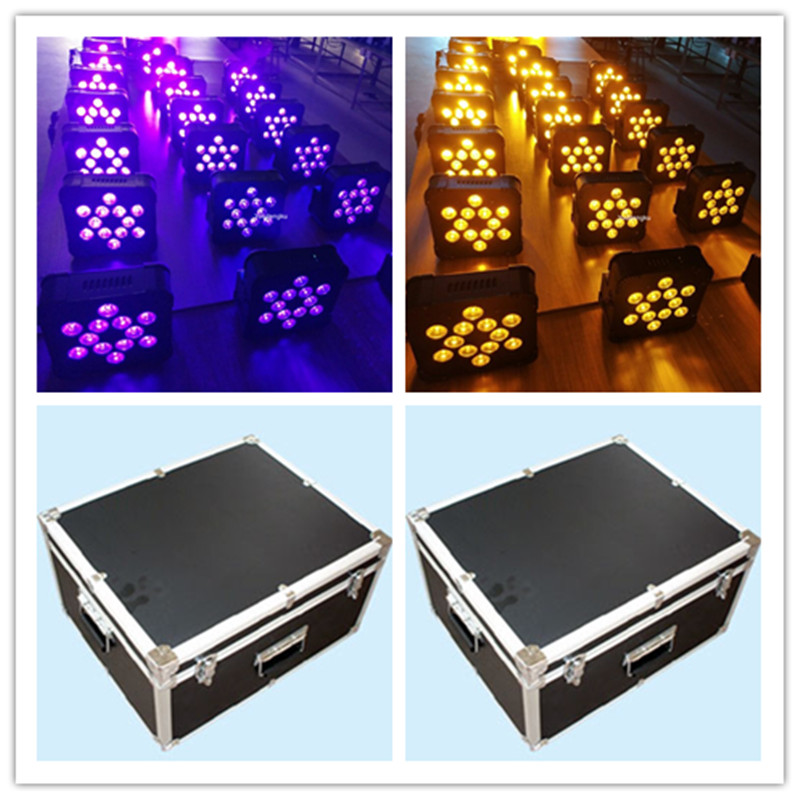 20 wireless battery-powered LED par 64 stage lights with 12 cases, 18W RGBWA UV lenses, and flat par design