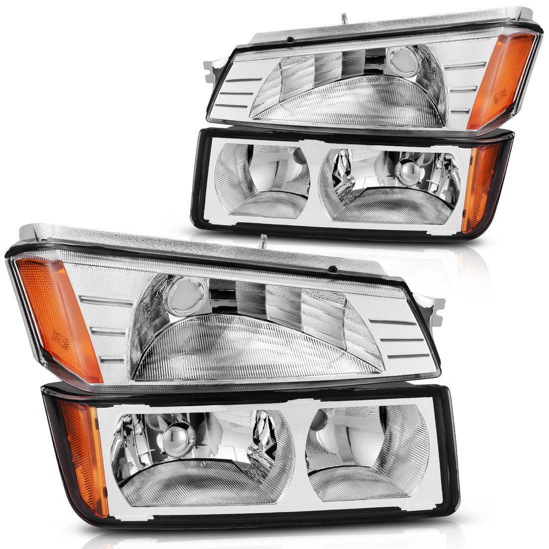 2002-2006 Chevy Avalanche with body cladding featuring chrome headlights and bumper signal lamp headlight assembly