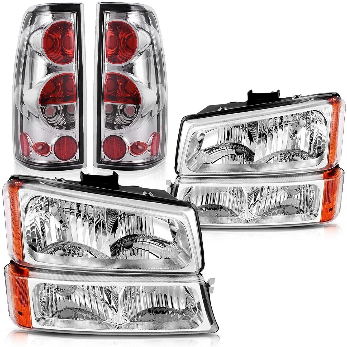 2003-2006 Chevy Silverado chrome headlight and taillight set