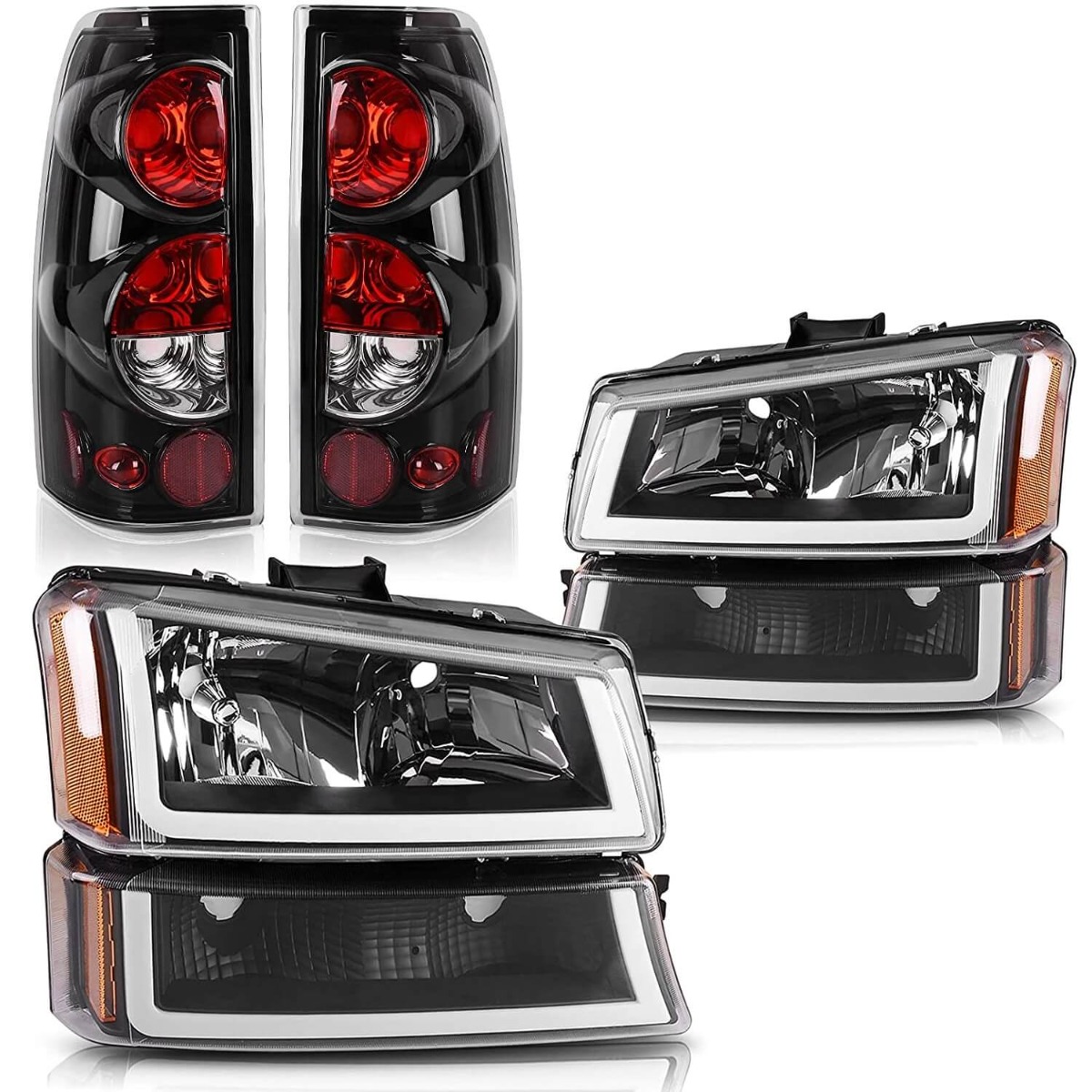 2003-2006 Chevy Silverado LED daytime running lights with clear lens tail light set