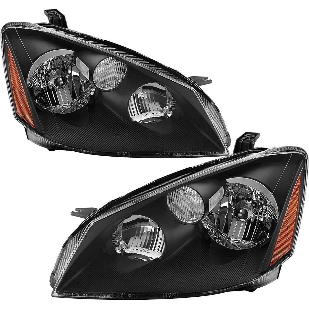 2005-2006 Nissan Altima headlight unit with black casing and amber reflector
