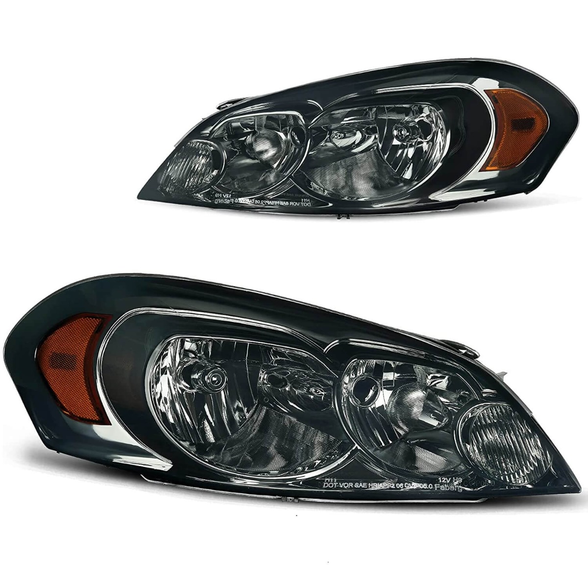 2006-2013 Chevy Impala and 2006-2007 Monte Carlo headlight assembly with smoke lens and amber reflector