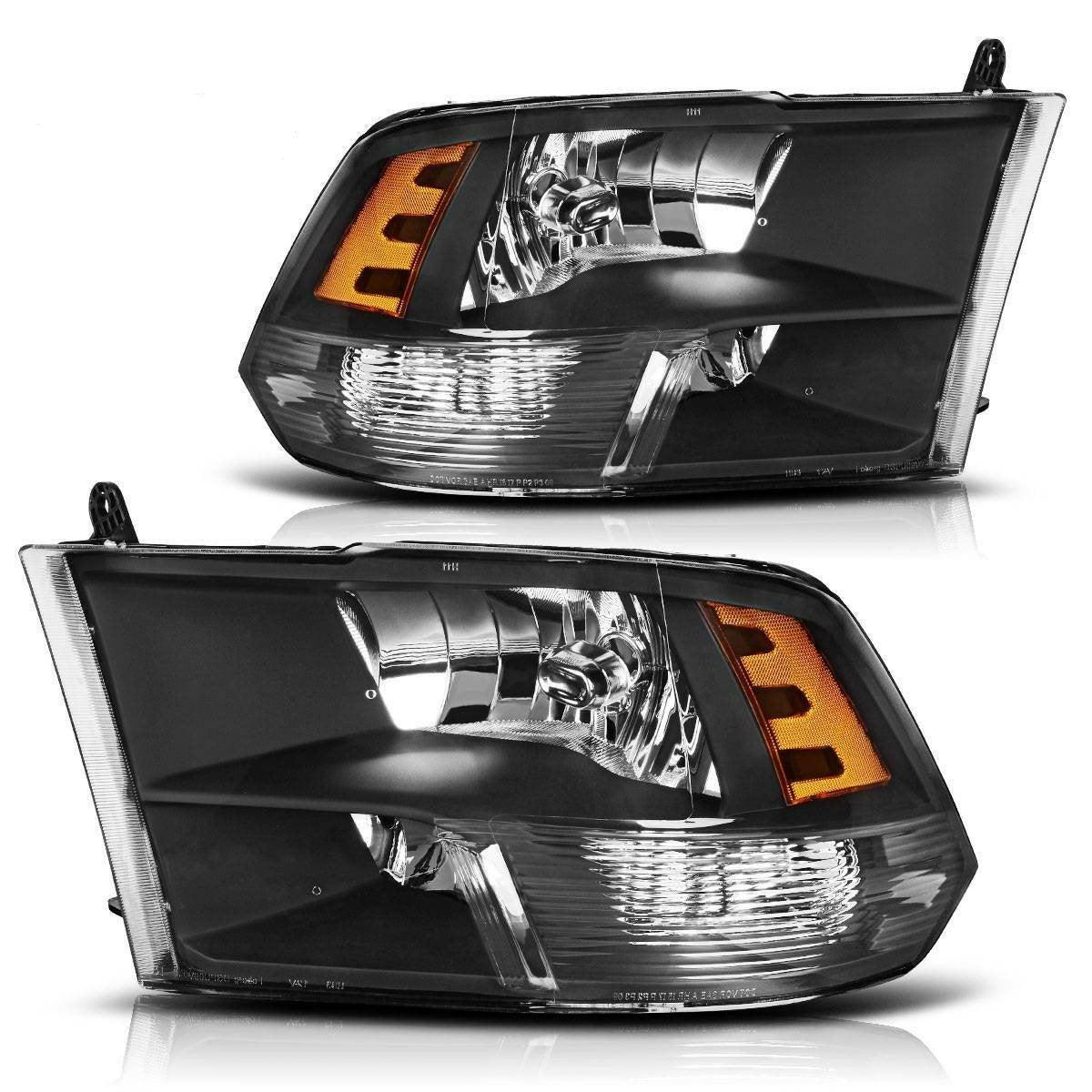 2009-2018 Dodge Ram Quad Headlight Assembly in Black Finish
