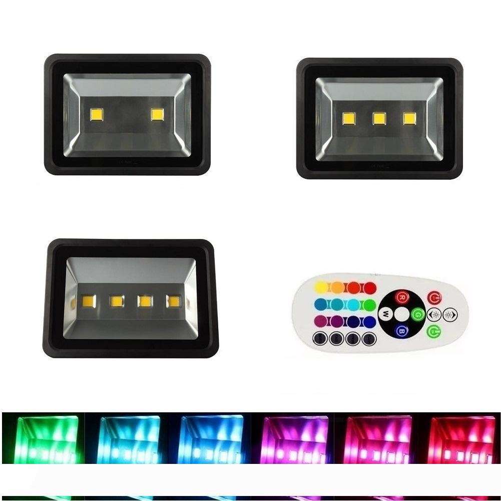 200W 300W 400W RGB LED flood lights with remote control for color changing and synchronization, waterproof outdoor landscape lighting