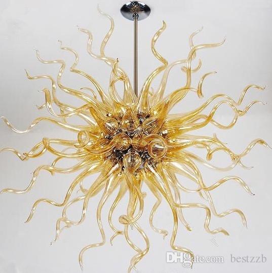 2018 New Arrival Simple Amber LED Chandeliers with Hand Blown Glass for Living Room