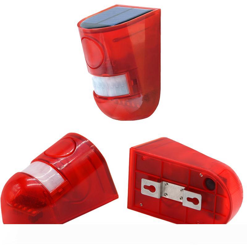 2019 Solar Alarm Light with 110db sound, 6 LED waterproof warning lamp featuring motion sensor for security