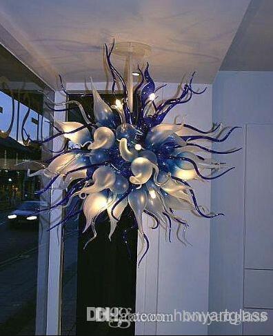 2020 Dark Blue Flower Murano Ceiling Light Modern Chandelier for Hotels and Museums