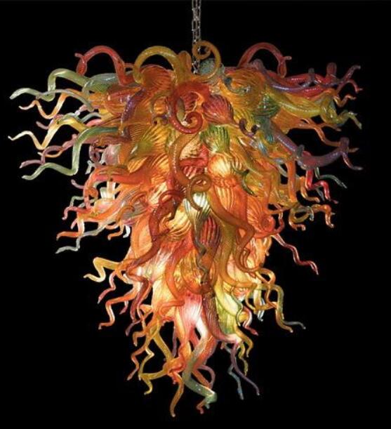2020 Italian handcrafted glass chandelier with LED lighting for living rooms, featuring crystal designs and vibrant colors
