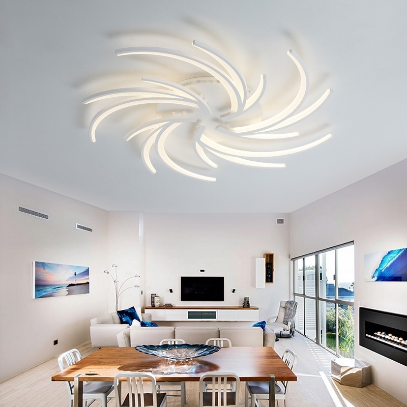 2021 modern LED chandelier with remote control for living room and kitchen ceiling lighting
