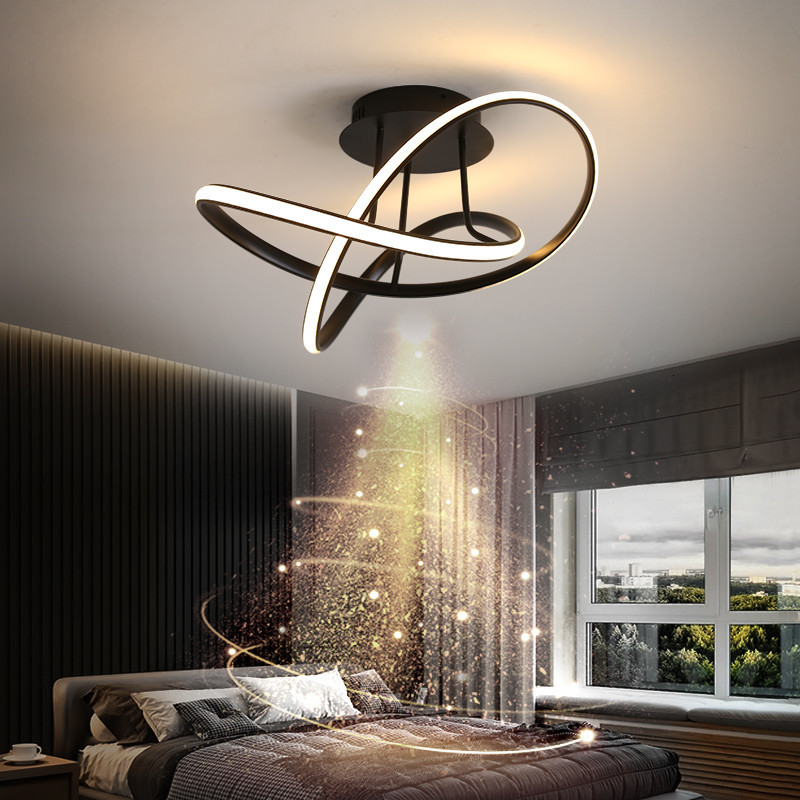 2021 New Lustre Modern Ring Black Circle Hanging Led Kitchen Lamps Study Dining Room Chandeliers Ceiling 71b4
