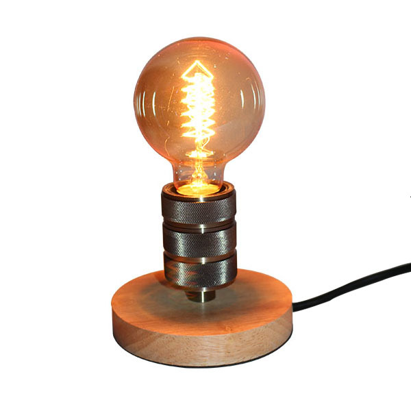 2021 New Vintage American Retro Table Lamp for Study, Solid Wood and Aluminum E27 LED Base Holder