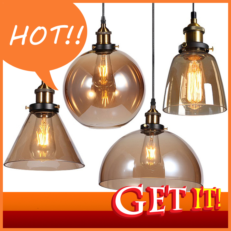 2021 New Vintage Lights American Amber Glass Pendant E27 Edison Light Bulb Dinning Room Kitchen Home Decor Planetarium Cd88